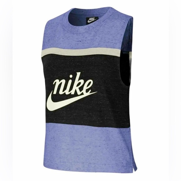 NWOT Nike Womens Purple & Black Color-block Crew Neck Sleeveless Tank - Picture 5 of 6